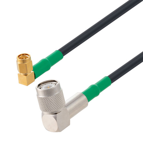 Low Loss RA SMA Male to RA TNC Male Cable LMR-200 Coax in 48 Inch with Double Heat Shrink FMCA3185/HS2-48