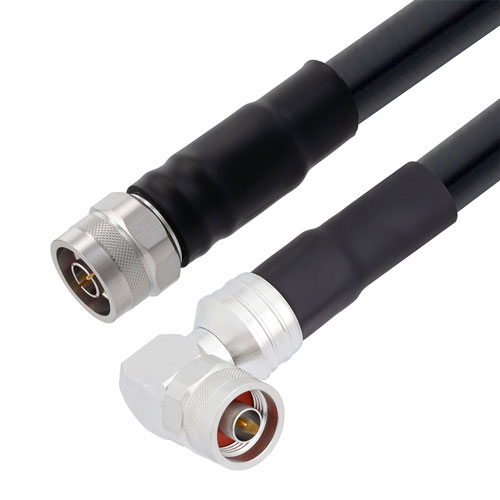 Low Loss N Male to RA N Male Cable LMR-600-UF Coax in 12 Inch With Times Microwave Components FMCA3197-12