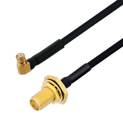 RA SMP Female to SMA Female Bulkhead Cable FM-SR086TBJ Coax in 9 Inch FMCA3202-9