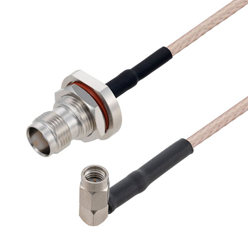 TNC Female Bulkhead to RA SSMA Male Cable RG-316 Coax in 12 Inch FMCA3212-12