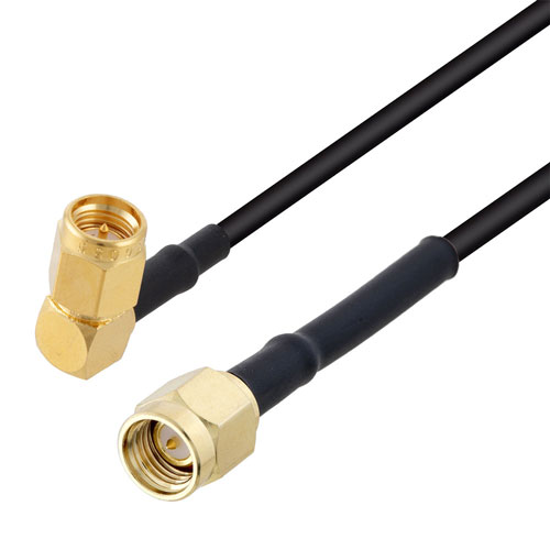 Fire Rated Low Loss RA SMA Male to SMA Male Cable LMR-100-FR Coax in 24 Inch FMCA3215-24