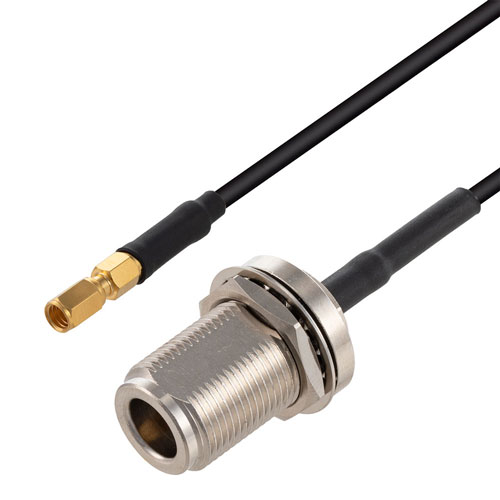 Fire Rated Low Loss SSMC Plug to N Female Bulkhead Cable LMR-100-FR Coax in 100 cm FMCA3218-100CM