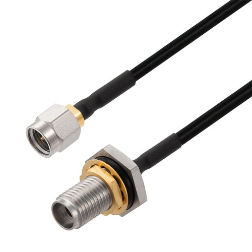 2.92mm Male to 2.92mm Female Bulkhead Cable FM-SR086TBJ Coax in 9 Inch FMCA3262-9