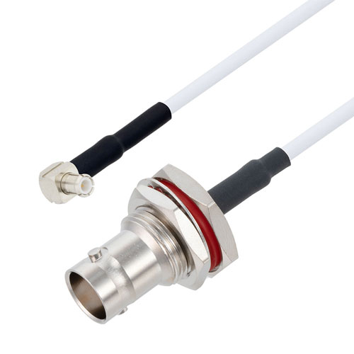 RA MCX Plug to BNC Female Bulkhead Cable RG-188 Coax in 48 Inch FMCA3267-48