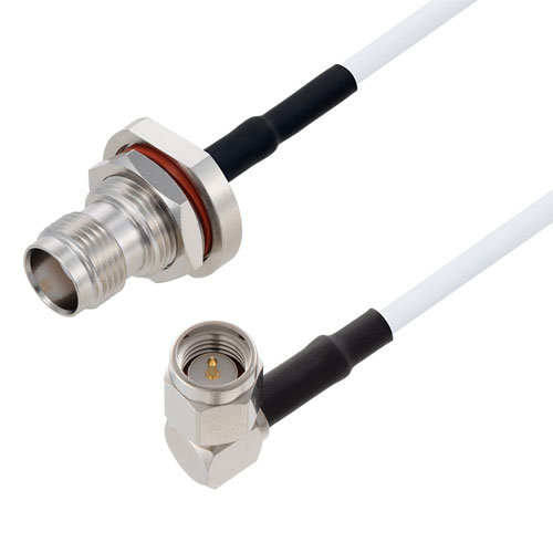 TNC Female Bulkhead to RA SMA Male Cable RG-188 Coax in 48 Inch FMCA3268-48