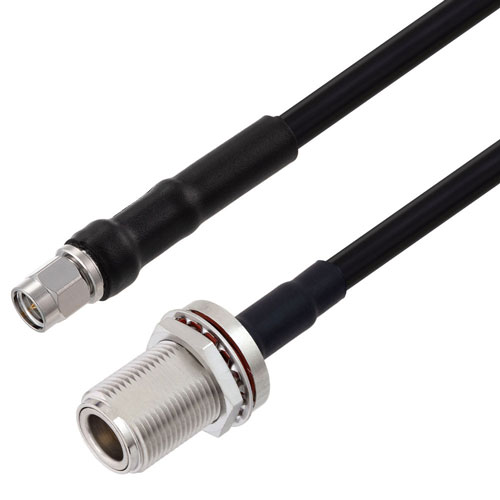 Low Loss N Female Bulkhead to SMA Male Cable TCOM-240 Coax in 24 Inch with Times Microwave Components FMCA3298-24