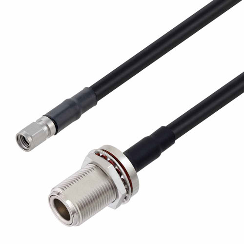 Low Loss N Female Bulkhead to RP SMA Plug Cable TCOM-240 Coax in 24 Inch with Times Microwave Components FMCA3304-24
