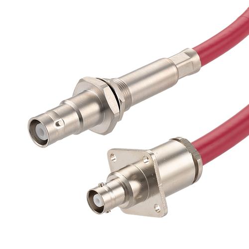 20KV Female Bulkhead to MHV Female 4 Hole Flange Cable RG213HV Coax in 24 Inch FMCA9786-24