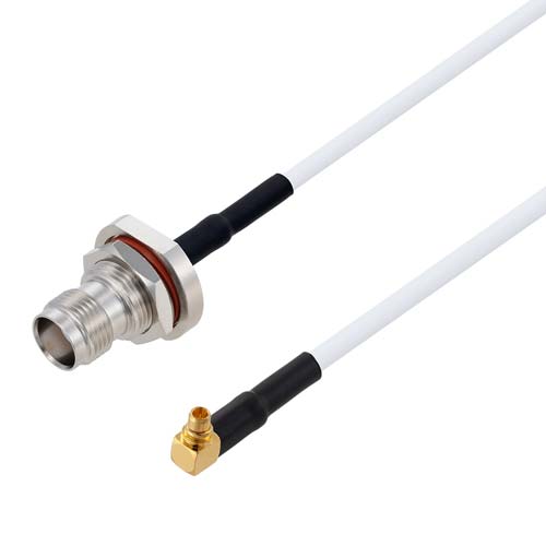 TNC Female Bulkhead to RA MMCX Plug Cable RG-188 Coax in 12 Inch FMCA9991-12