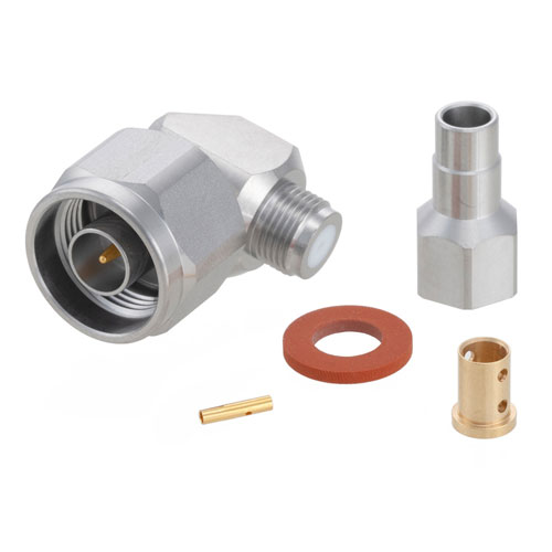 Right Angle N Male (Plug) Precision Connector for LL142 Cable, Clamp/Solder FMCN1082