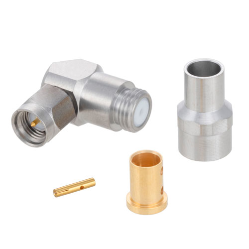Right Angle SMA Male (Plug) Precision Connector for LL142 Cable, Clamp/Solder FMCN1083