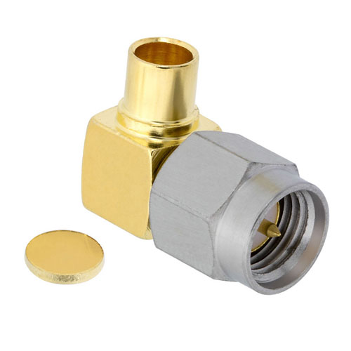 Right Angle SMA Male (Plug) Precision Connector For FM-SR141CU, FM-SR141CUTN, FM-SR141ALTN Cable, Solder FMCN1125