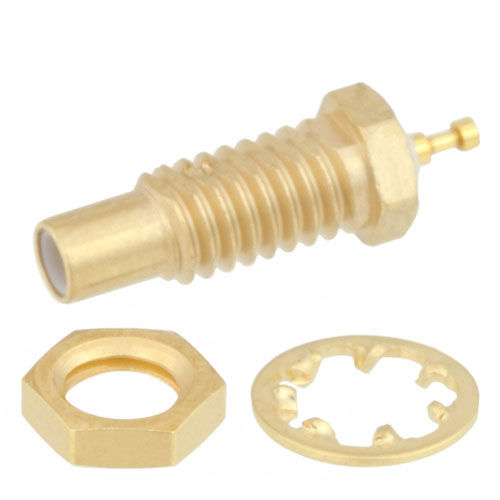 SSMC Jack Bulkhead Connector Turret Terminal, Solder, Gold Plated Brass Body, Length 0.51 In FMCN1260