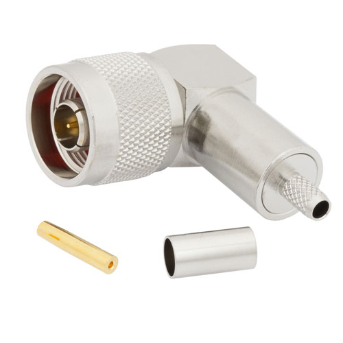 Right Angle N Male (Plug) Connector For RG55, RG142, RG223, RG400 Cable, Crimp/Solder FMCN1384