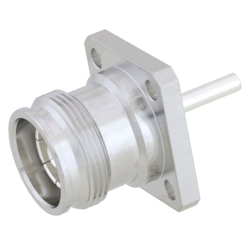 4.3-10 Female (Jack) Low PIM Connector Pin Terminal, 4 Hole Flange (Panel Mount), Solder FMCN1425