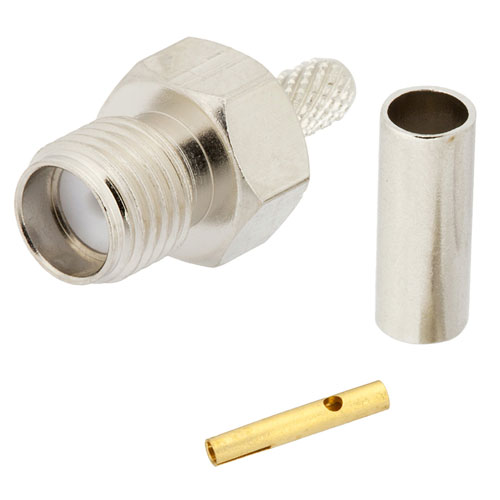 SMA Female (Jack) Connector for RG174, RG316, RG188, LMR-100 Cable, Crimp/Solder FMCN1541