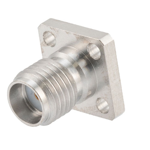 SMA Female (Jack) Connector Field Replaceable 4 Hole Flange (Panel Mount) 0.009 inch Pin, .250 inch Hole Spacing with Metal Contact Ring FMCN1610