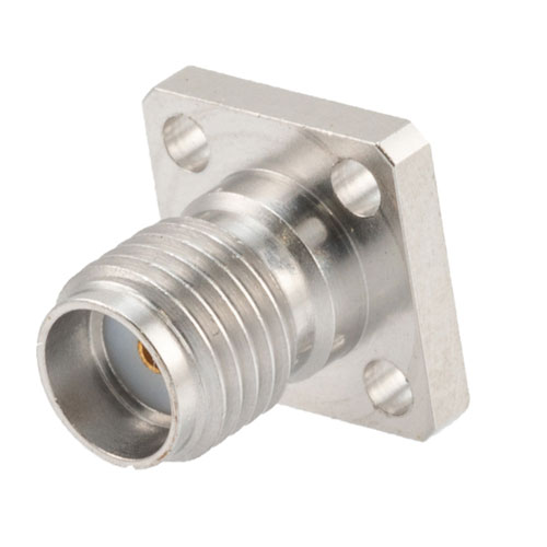 SMA Female (Jack) Connector Field Replaceable 4 Hole Flange (Panel Mount) 0.02 inch Pin, .250 inch Hole Spacing with Metal Contact Ring FMCN1614