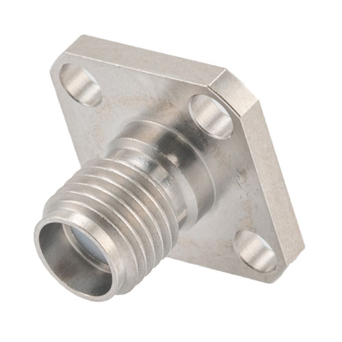 SMA Female (Jack) Connector Field Replaceable 4 Hole Flange (Panel Mount) 0.009 inch Pin, .340 inch Hole Spacing with Metal Contact Ring FMCN1616