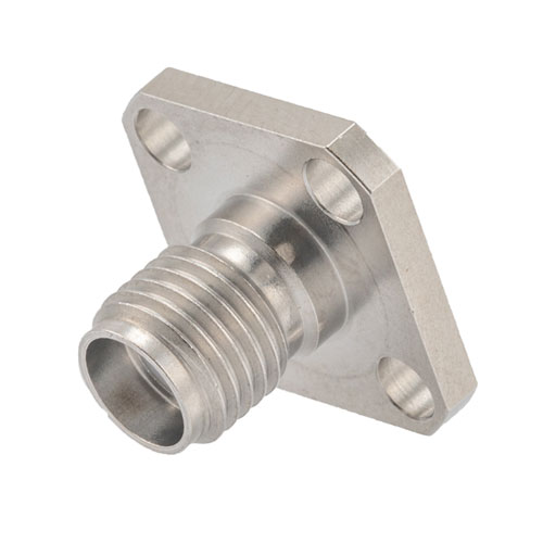 SMA Female (Jack) Connector Field Replaceable 4 Hole Flange (Panel Mount) 0.02 inch Pin, .340 inch Hole Spacing with Metal Contact Ring FMCN1620
