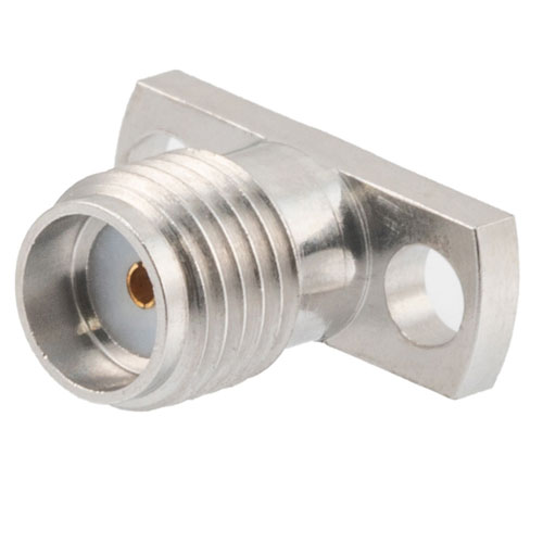 SMA Female (Jack) Connector Field Replaceable 2 Hole Flange (Panel Mount) 0.009 inch Pin, .355 inch Hole Spacing with Metal Contact Ring FMCN1622