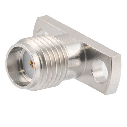 SMA Female (Jack) Connector Field Replaceable 2 Hole Flange (Panel Mount) 0.018 inch Pin, .400 inch Hole Spacing with Metal Contact Ring FMCN1631