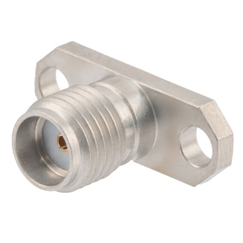 SMA Female (Jack) Connector Field Replaceable 2 Hole Flange (Panel Mount) 0.009 inch Pin, .481 inch Hole Spacing with Metal Contact Ring FMCN1634
