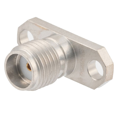 SMA Female (Jack) Connector Field Replaceable 2 Hole Flange (Panel Mount) 0.012 inch Pin, .481 inch Hole Spacing with Metal Contact Ring FMCN1635