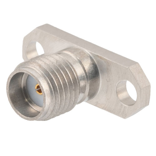 SMA Female (Jack) Connector Field Replaceable 2 Hole Flange (Panel Mount) 0.018 inch Pin, .481 inch Hole Spacing with Metal Contact Ring FMCN1637