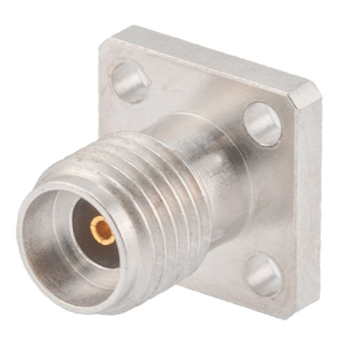 2.92mm Female (Jack) Connector Field Replaceable 4 Hole Flange (Panel Mount) .250 inch Hole Spacing 0.012 inch Pin with Metal Contact Ring FMCN1641