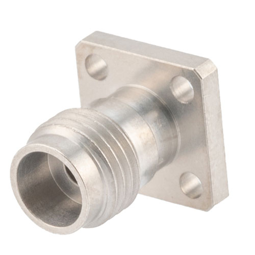 2.4mm Female (Jack) Connector Field Replaceable 4 Hole Flange (Panel Mount) .250 inch Hole Spacing 0.009 inch Pin with Metal Contact Ring FMCN1664