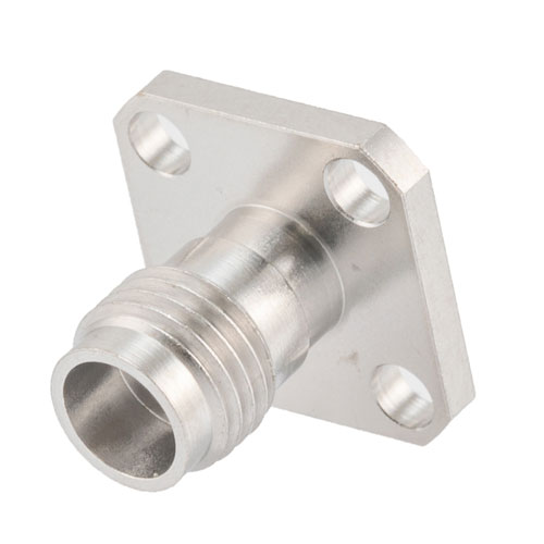 1.85mm Female (Jack) Connector Field Replaceable 4 Hole Flange (Panel Mount) 0.009 inch Pin, .340 inch Hole Spacing with Metal Contact Ring FMCN1680