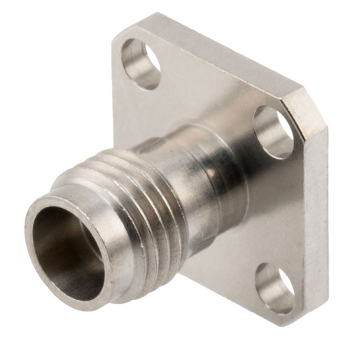 2.4mm Female Connector Field Replaceable Attachment 4 Hole Flange with EMI gasket, accepts 0.3mm (.012inch) pin FMCN1784