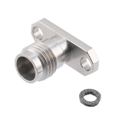 2.4mm Female Connector Field Replaceable Attachment 2 Hole Flange with EMI gasket, accepts 0.23mm (.009inch) pin FMCN1801