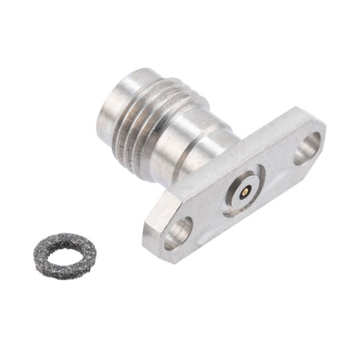 2.4mm Female Connector Field Replaceable Attachment 2 Hole Flange with EMI gasket, accepts 0.23mm (.009inch) pin FMCN1801