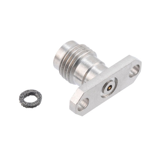 2.4mm Female Connector Field Replaceable Attachment 2 Hole Flange with EMI gasket, accepts 0.3mm (.012inch) pin FMCN1802
