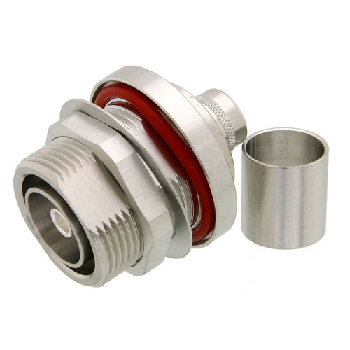 7/16 DIN Female Bulkhead Mount Connector Crimp/Solder Attachment for LMR-600, LMR-600-DB, 0.600 inch, 1.161 inch DD Hole FMCN1836