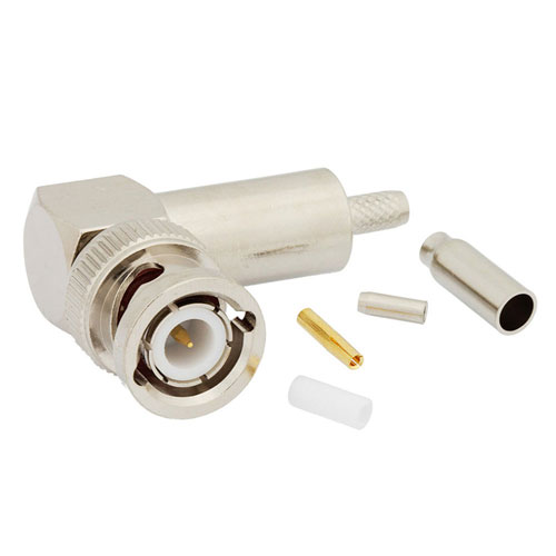 BNC Male Right Angle Connector Crimp/Solder Attachment for RG174, RG316, RG188, .100 inch, LMR-100 FMCN1838