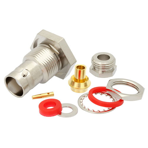 BNC Female Bulkhead Connector Clamp/Solder Attachment For FM-SR141ALTN, FM-SR141TB, RG402 FMCN1911