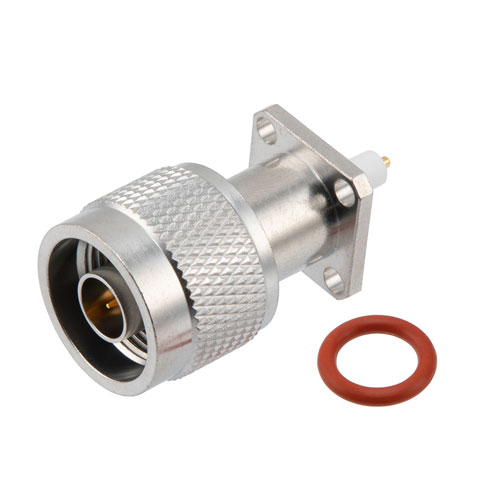 N Male Hermetically Sealed Connector Terminal Solder/Solder Attachment 4 Hole Flange FMCN1951