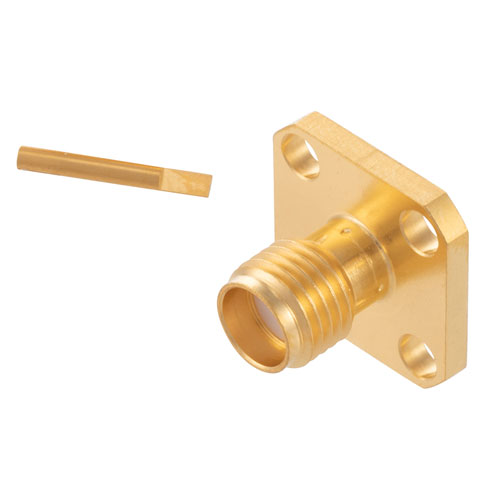 SMA Female Connector Tab Terminal Solder Attachment 4 Hole Flange , .340 inch Hole Spacing FMCN4370