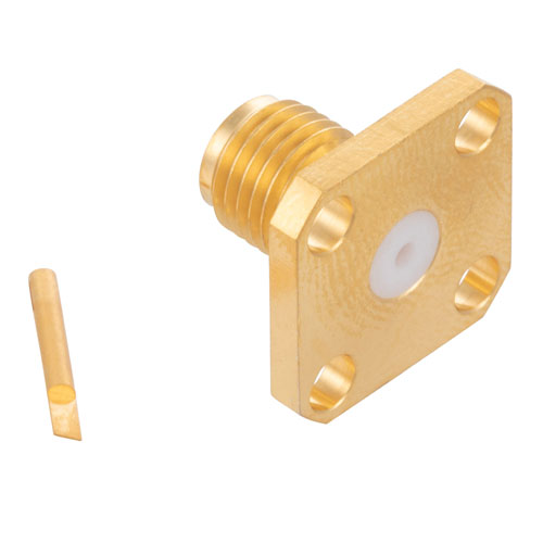 SMA Female Connector Tab Terminal Solder Attachment 4 Hole Flange , .340 inch Hole Spacing FMCN4370