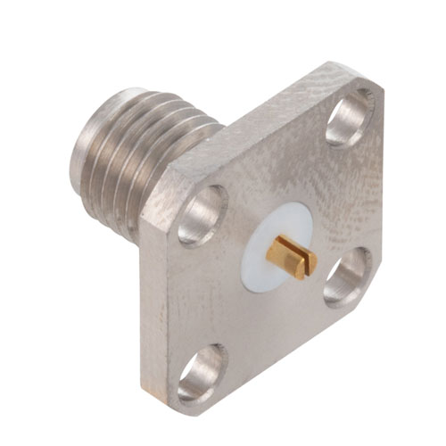 SMA Female Connector Pin Terminal Solder Attachment 4 Hole Flange , .340 inch Hole Spacing FMCN4371