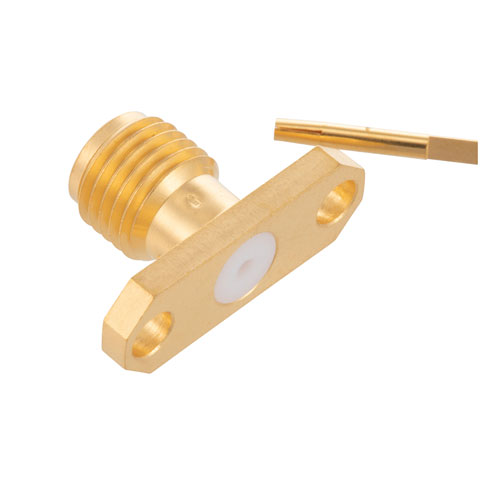 SMA Female Connector Tab Terminal Solder Attachment 2 Hole Flange , .481 inch Hole Spacing FMCN4377