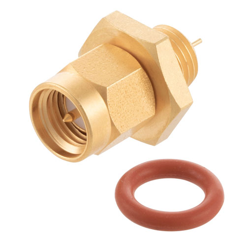 SMA Male Bulkhead Hermetically Sealed Connector Stub Terminal Solder Attachment , .250 inch Diameter FMCN4403