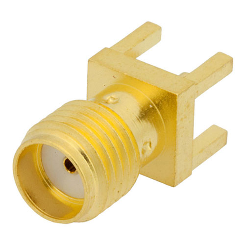 RF PCB Connector, RT SMA Female Connector Solder Attachment Thru Hole PCB, .200 inch x .067 inch Hole Spacing FMCN44198
