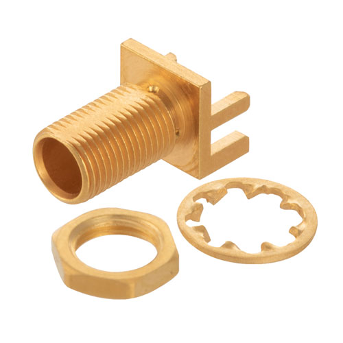 RF PCB Connector, RP MCX Jack Bulkhead Connector Solder Attachment End Launch PCB, .177 inch D Hole FMCN44217