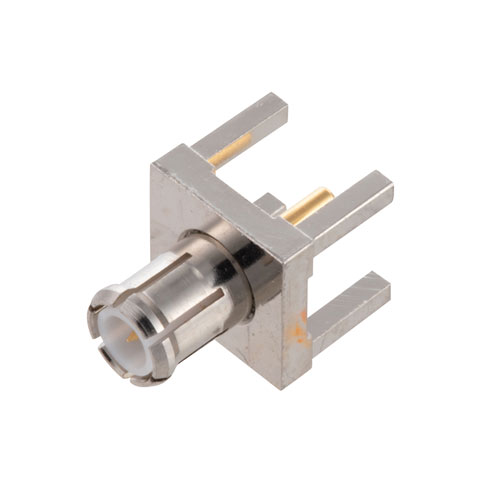 RF PCB Connector, MCX Plug Connector Solder Attachment Thru Hole PCB, .200 inch x .052 inch Hole Spacing FMCN44272