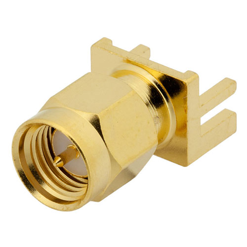 RF PCB Connector, SMA Male Connector Solder Attachment .062 inch End Launch PCB, .020 inch x .010 inch Contact FMCN44284