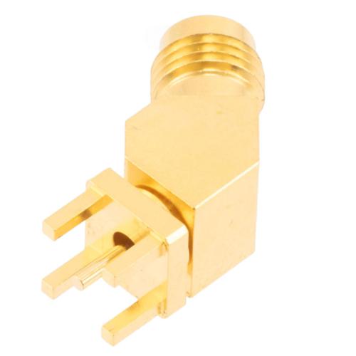 2.4mm Female (Jack) PCB Mount Connector, 45 Degree angle with round contact 0.04 inches diameter, 50GHz VSWR1.35 FMCN45998